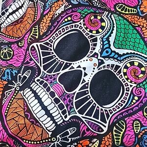 Sugar Skull Leggings Colorful Cotton Yoga Workout Athleisure Size Small L30inch
